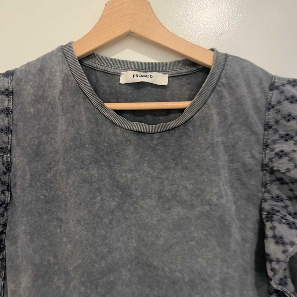 Promod Washed Grey Ruffle-Sleeve Tank - Picture 2 of 4